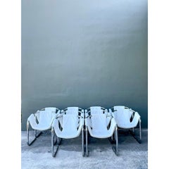 Vintage Boho Vecta “Zermatt” Leather Sling Dining Chairs - Set of 10