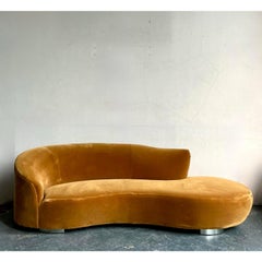 Vintage Boho Samt Serpentine Sofa nach Kagan
