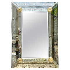 Vintage Boho Venetian Etched Glass Mirror
