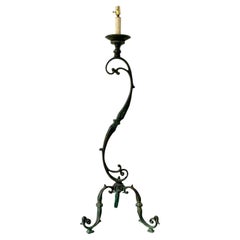 Vintage Boho Verdigris Bronze Scroll Floor Lamp