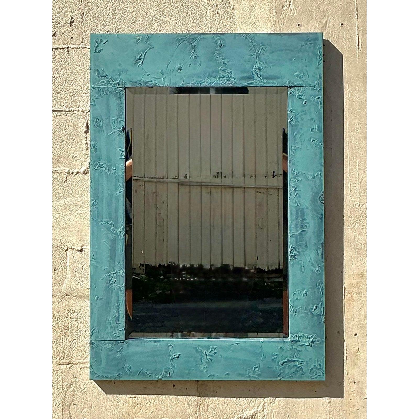 Miroir vintage boho vert-de-gris en vente 2