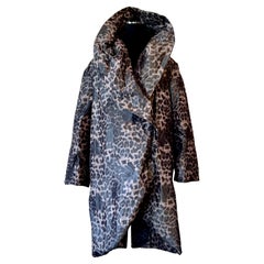 Vintage Boho Vicky Teil Abrigo con capucha y estampado de leopardo