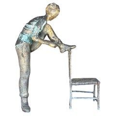 Vintage Boho Victor Villarreal Bronze Sculpture of Ballerina