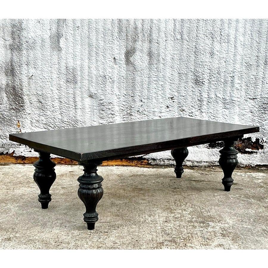 Table basse vintage Boho Walker Zabriskie en bois tourné Bon état - En vente à west palm beach, FL