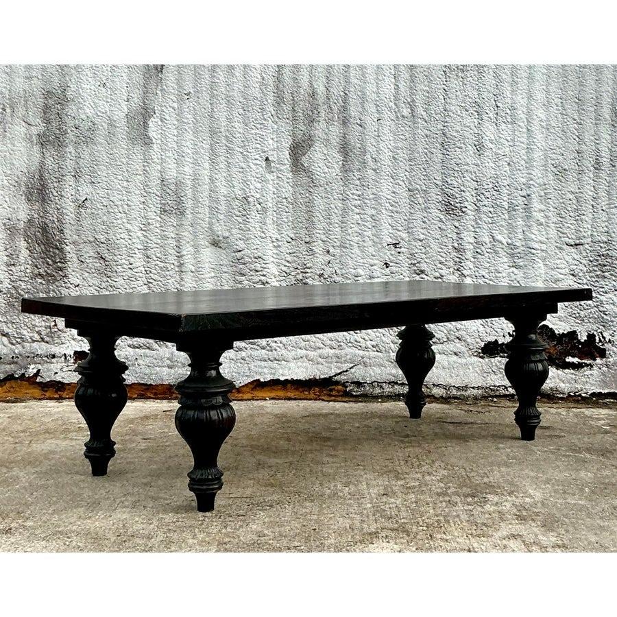 XXIe siècle et contemporain Table basse vintage Boho Walker Zabriskie en bois tourné en vente