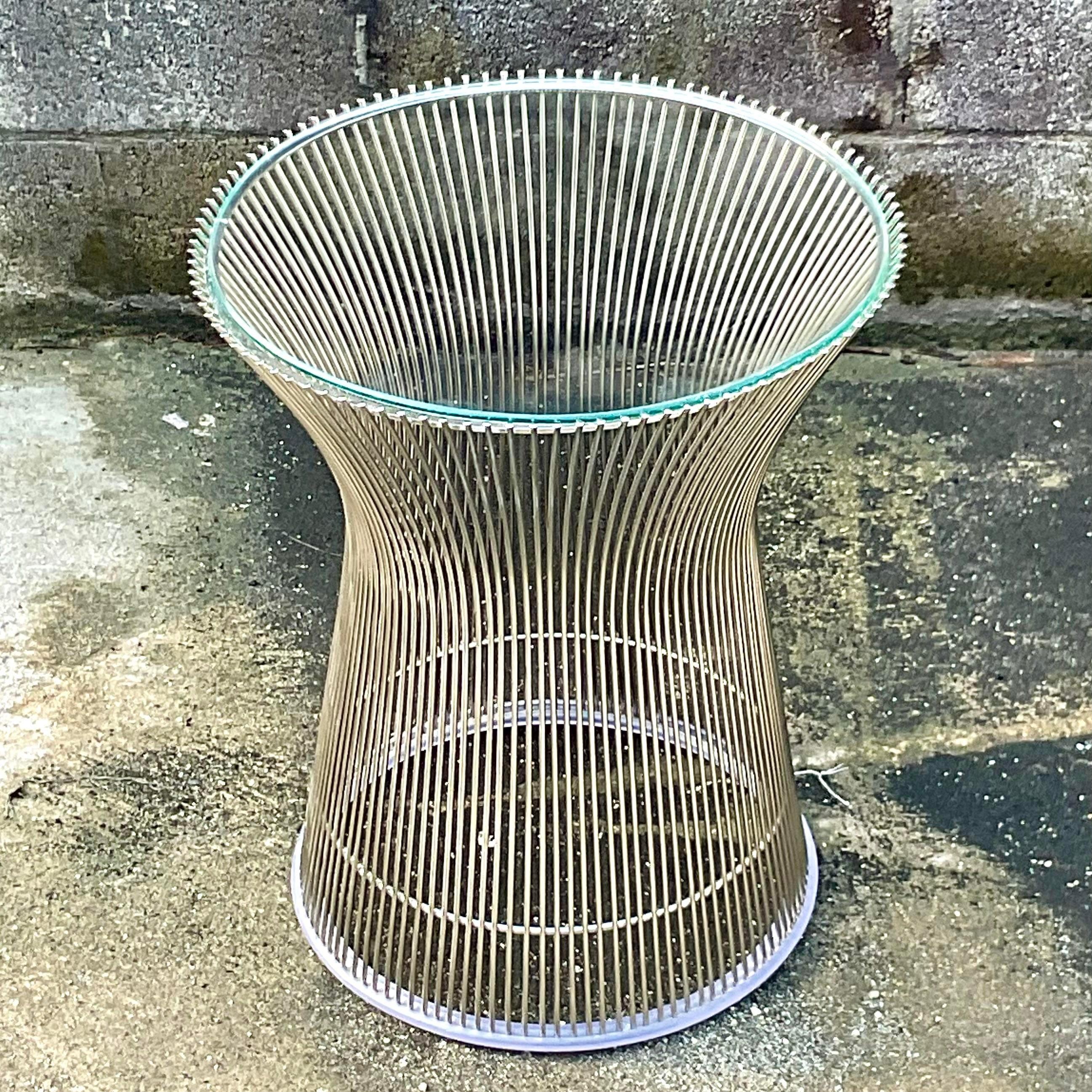 Vintage Boho Warren Platner for Knoll Side Table In Good Condition In west palm beach, FL