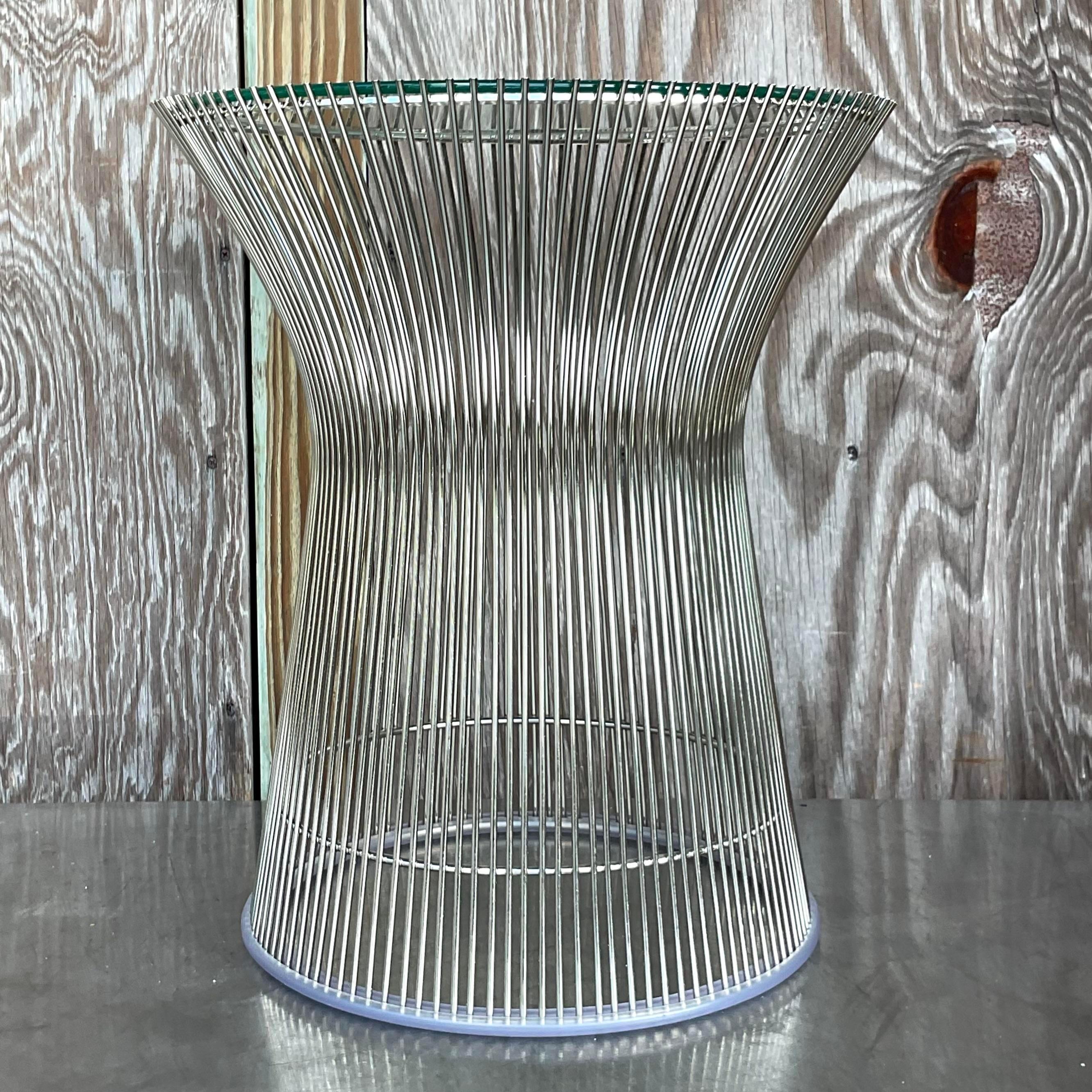 Glass Vintage Boho Warren Platner for Knoll Side Table
