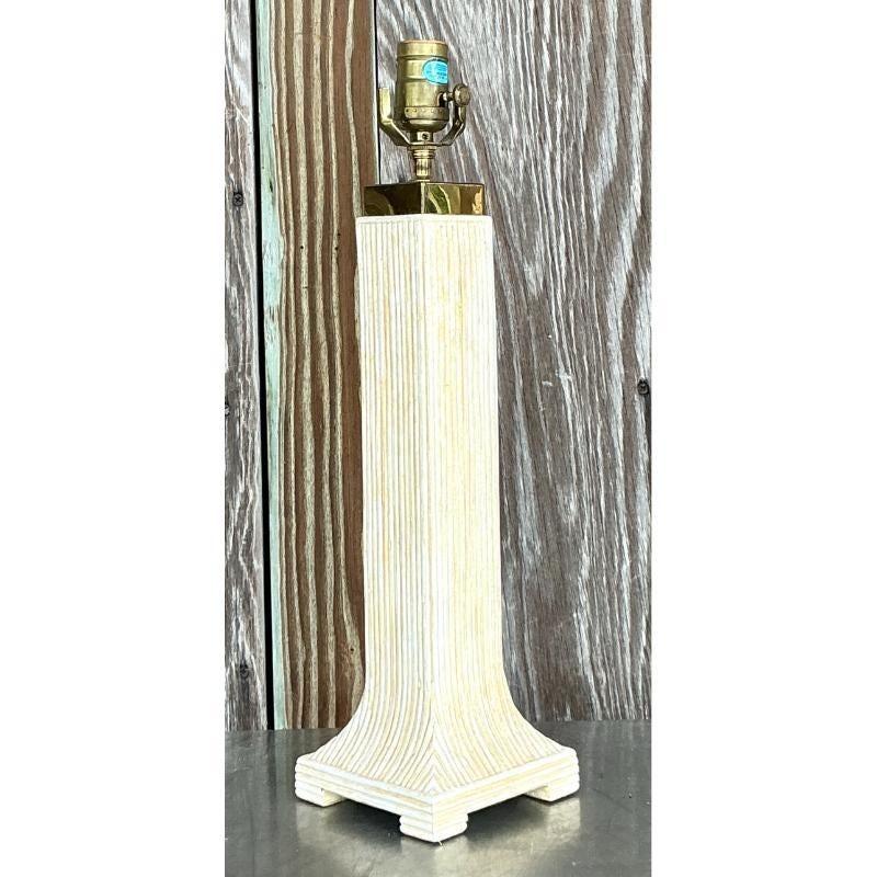 Lámpara de carrizo lavada Boho Vintage siglo XX en venta