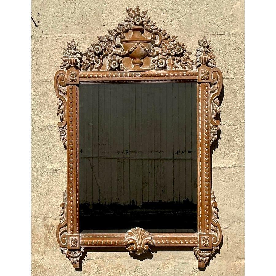 Américain Vintage Boho Washed Pine Swag Mirror en vente