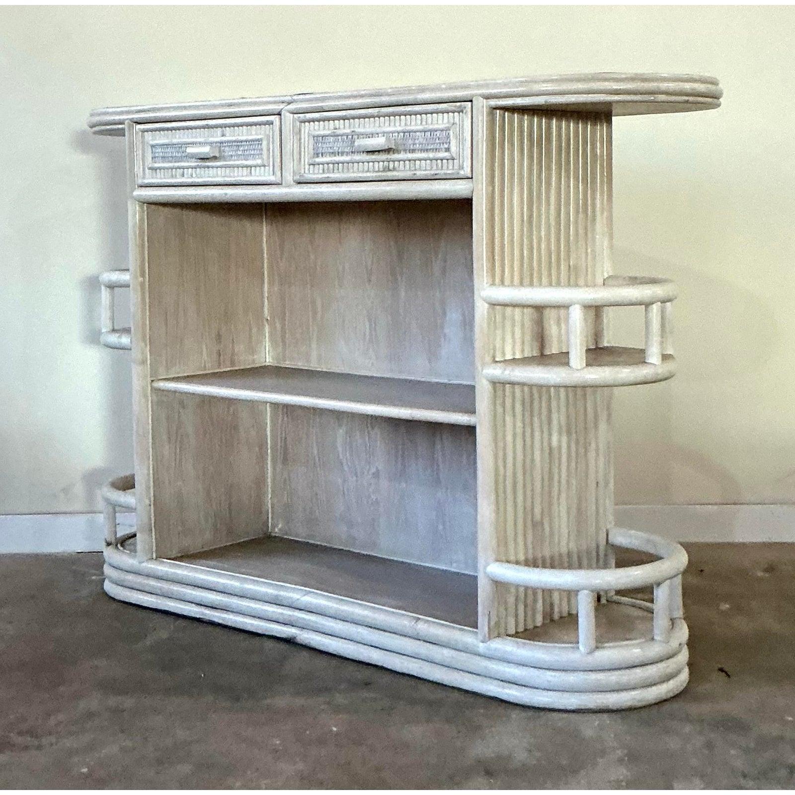 Barra Seca Vintage Boho de Ratán Lavado Era espacial en venta