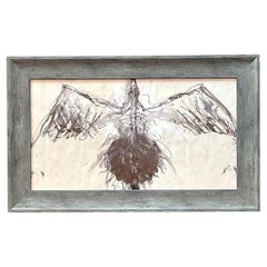 Acquerello boho vintage di uccello su carta