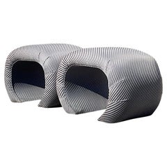 Vintage Boho Waterfall Ottomans - a Pair
