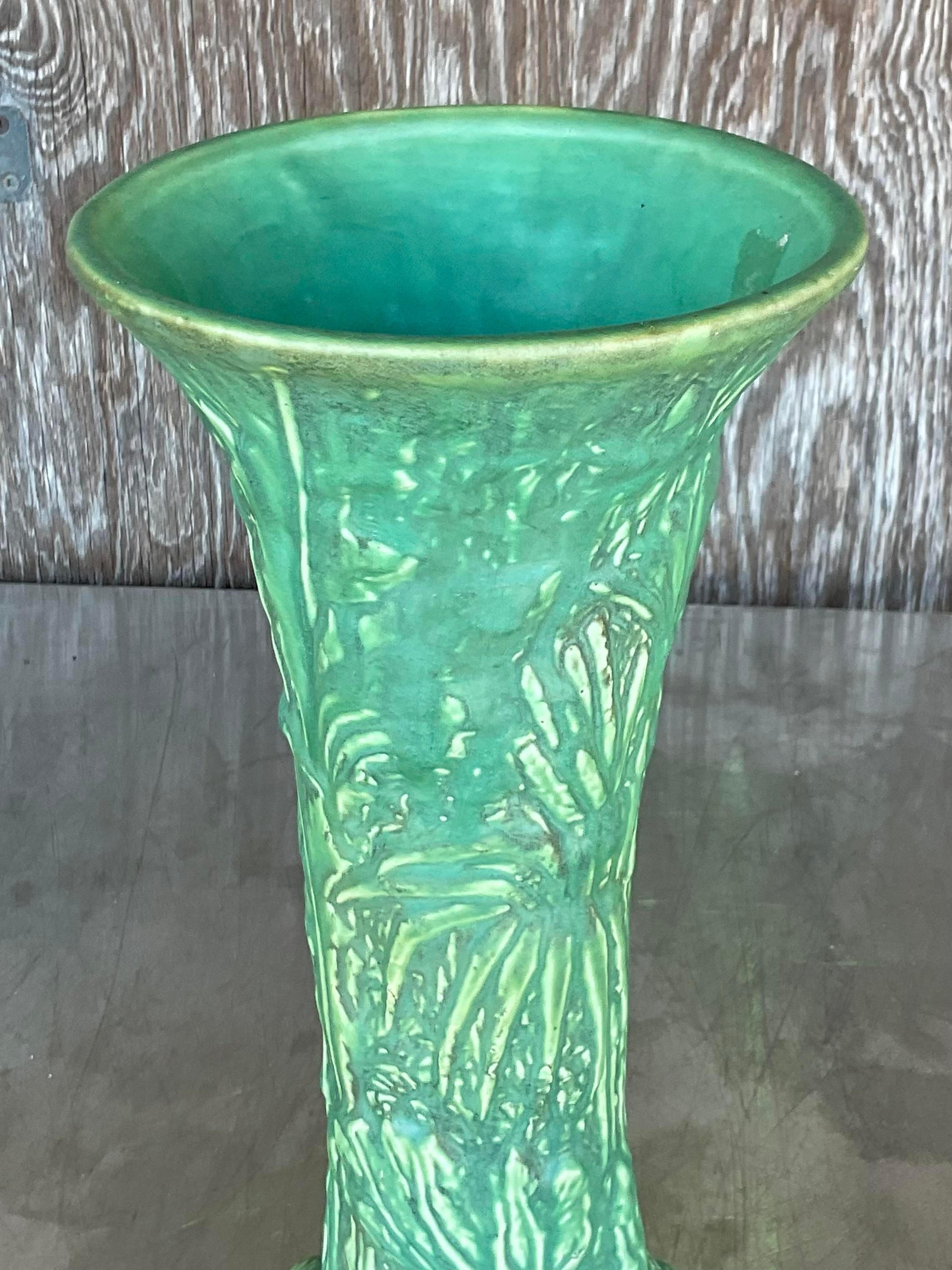 20th Century Vintage Boho Weller Pottery Tall Vase For Sale