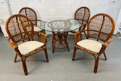 Vintage Boho Wicker Rattan and Bamboo Dining Set
