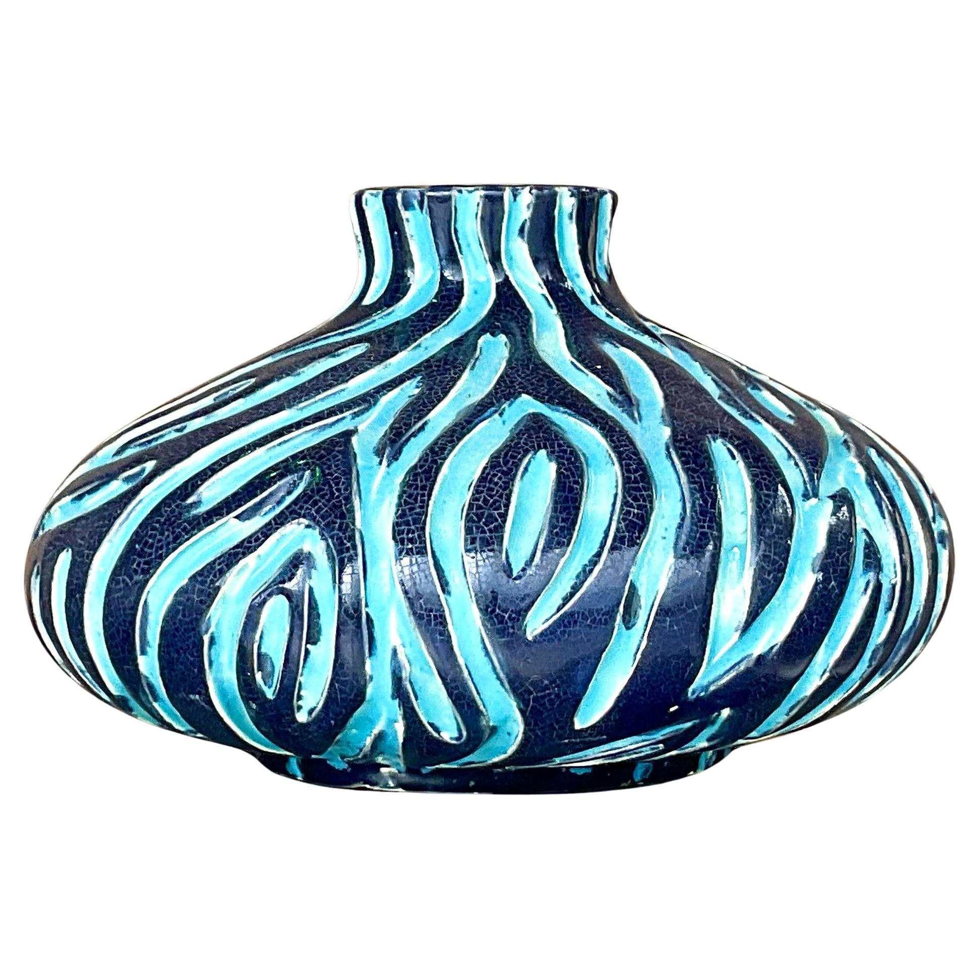 Vintage Boho Wiggles Pottery Vase For Sale