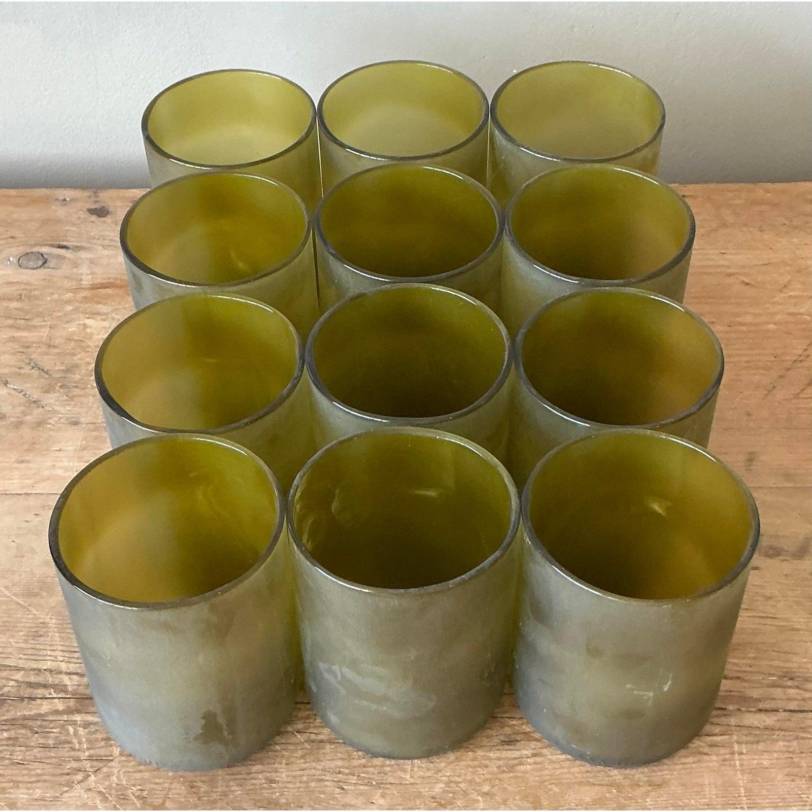 Vintage Boho Wine Bottle Rocks Glasses - Set of 12 For Sale 2