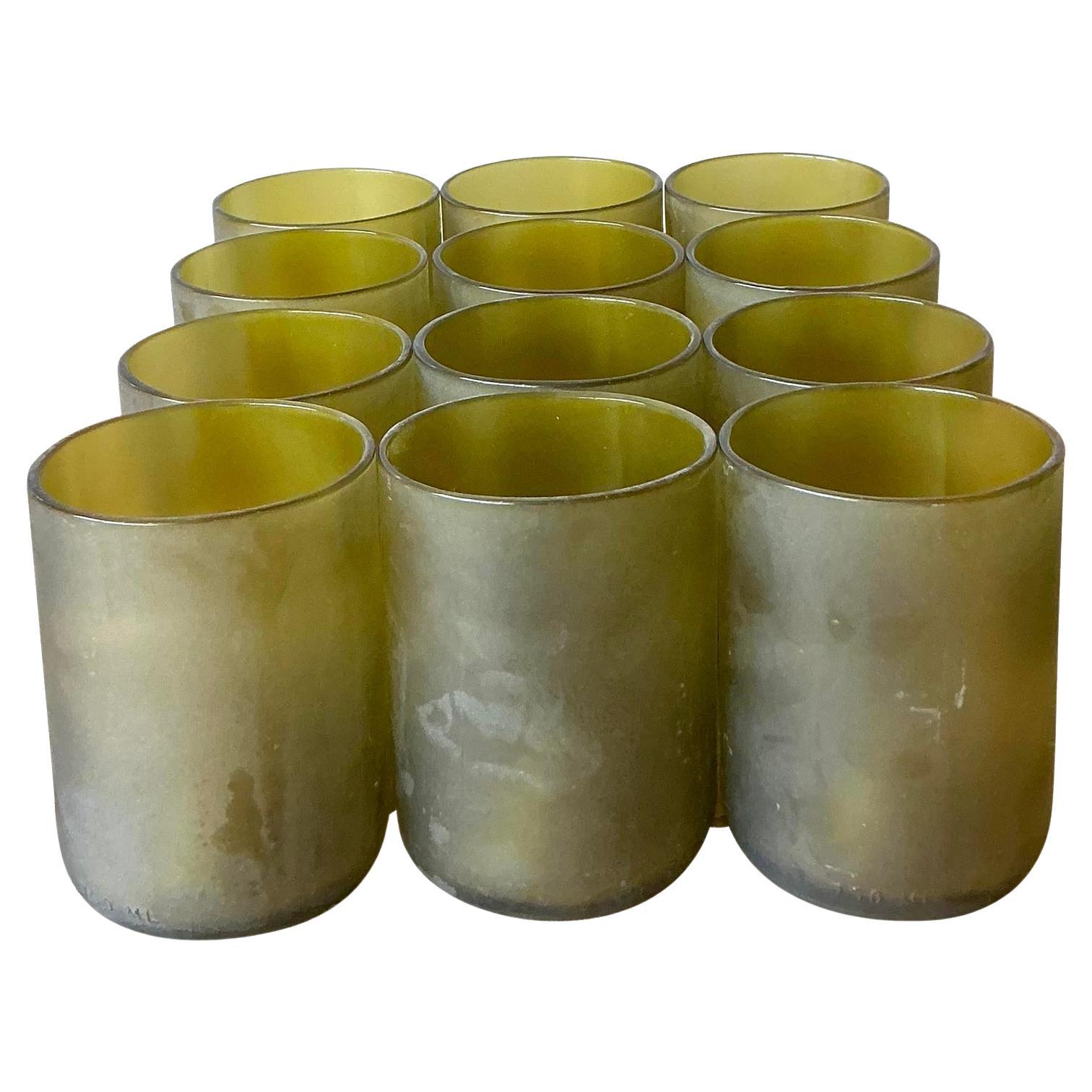 Vintage Boho Wine Bottle Rocks Glasses - Set of 12 For Sale