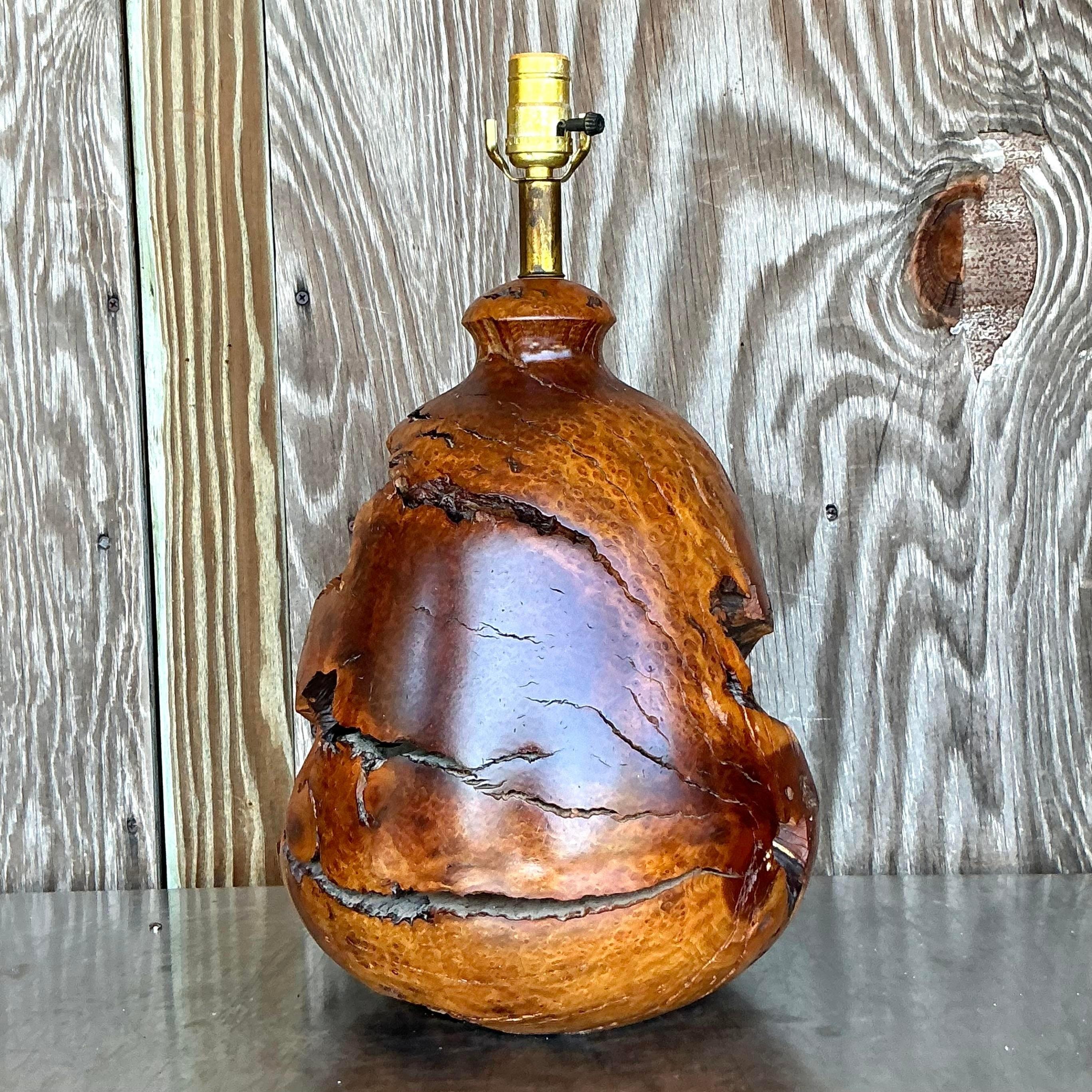 Illuminate your space with rustic charm using this Vintage Boho Wood Knot Lamp. Featuring a unique design with intricately twisted wood that forms a natural knot, this lamp blends organic beauty with bohemian style. Its earthy texture and warm tones