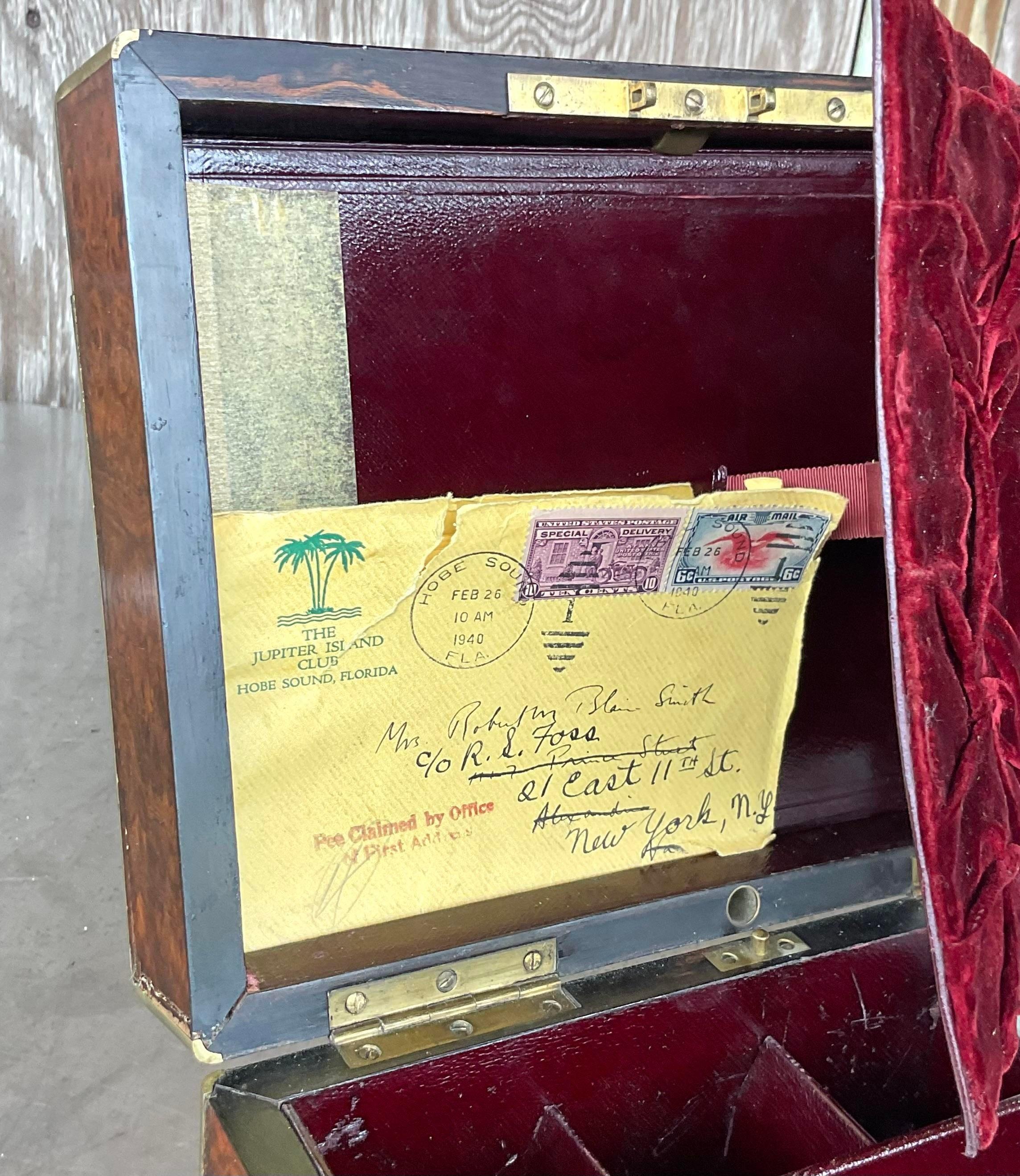 Vintage Boho Wood Love Letter Box In Good Condition For Sale In west palm beach, FL