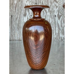 Vintage Boho Wood Turned Vase