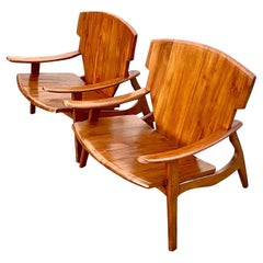 Vintage Boho Wooden Lounge Chairs After Sergio Rodrigues- a Pair