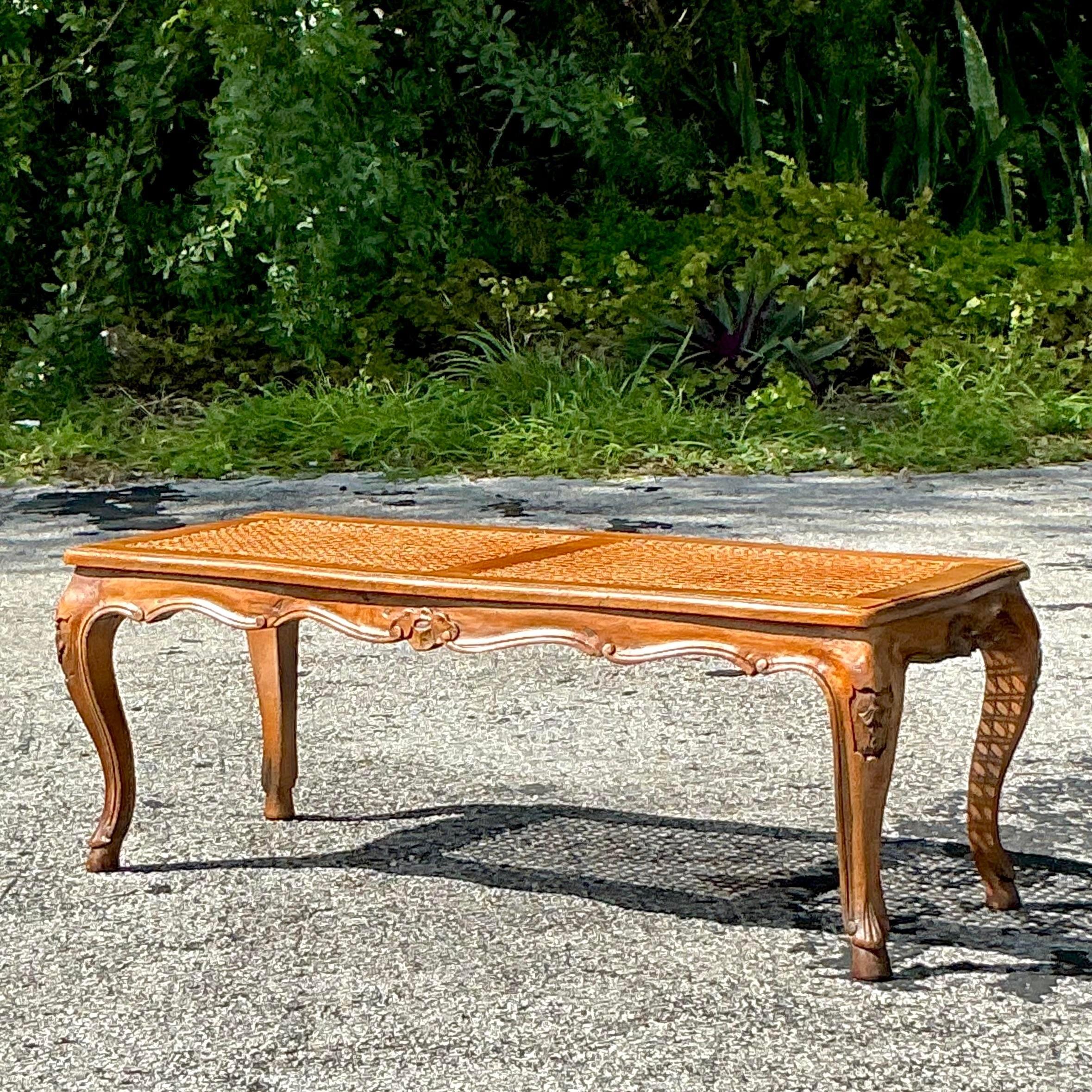 XX secolo Panchina di canne intrecciate in stile boho vintage in vendita