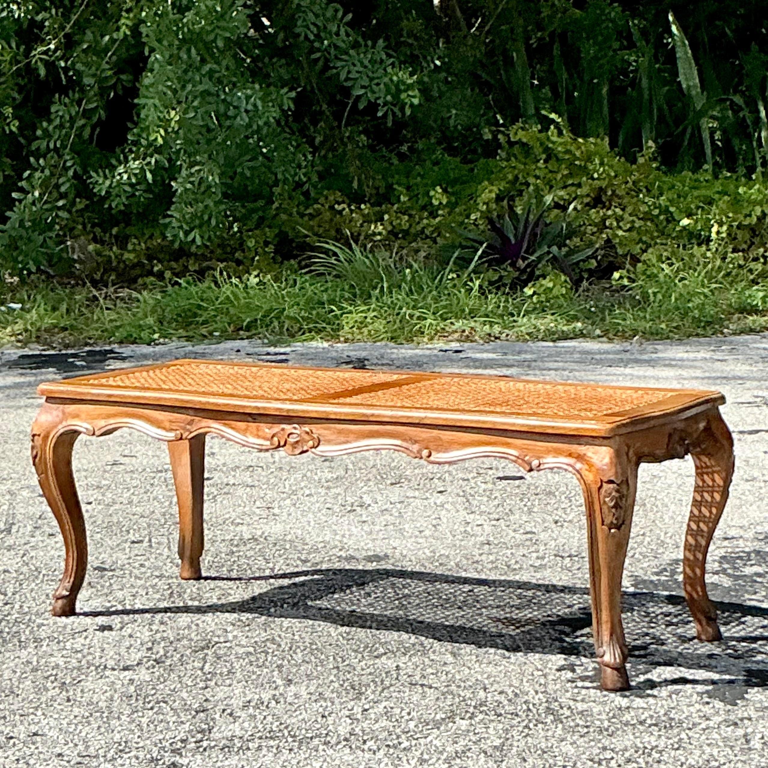 Panchina di canne intrecciate in stile boho vintage in vendita 1