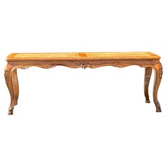 Vintage Boho Woven Cane Bench