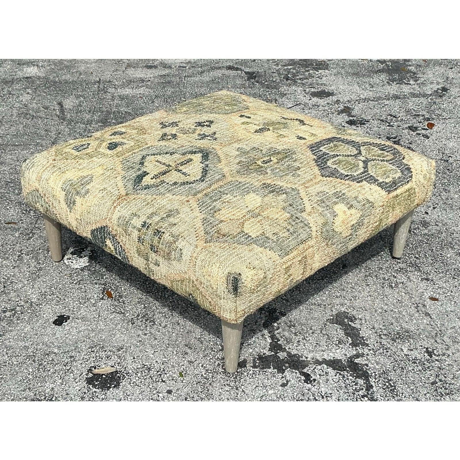 Ottoman vintage Boho tissé style Kilim en vente 4