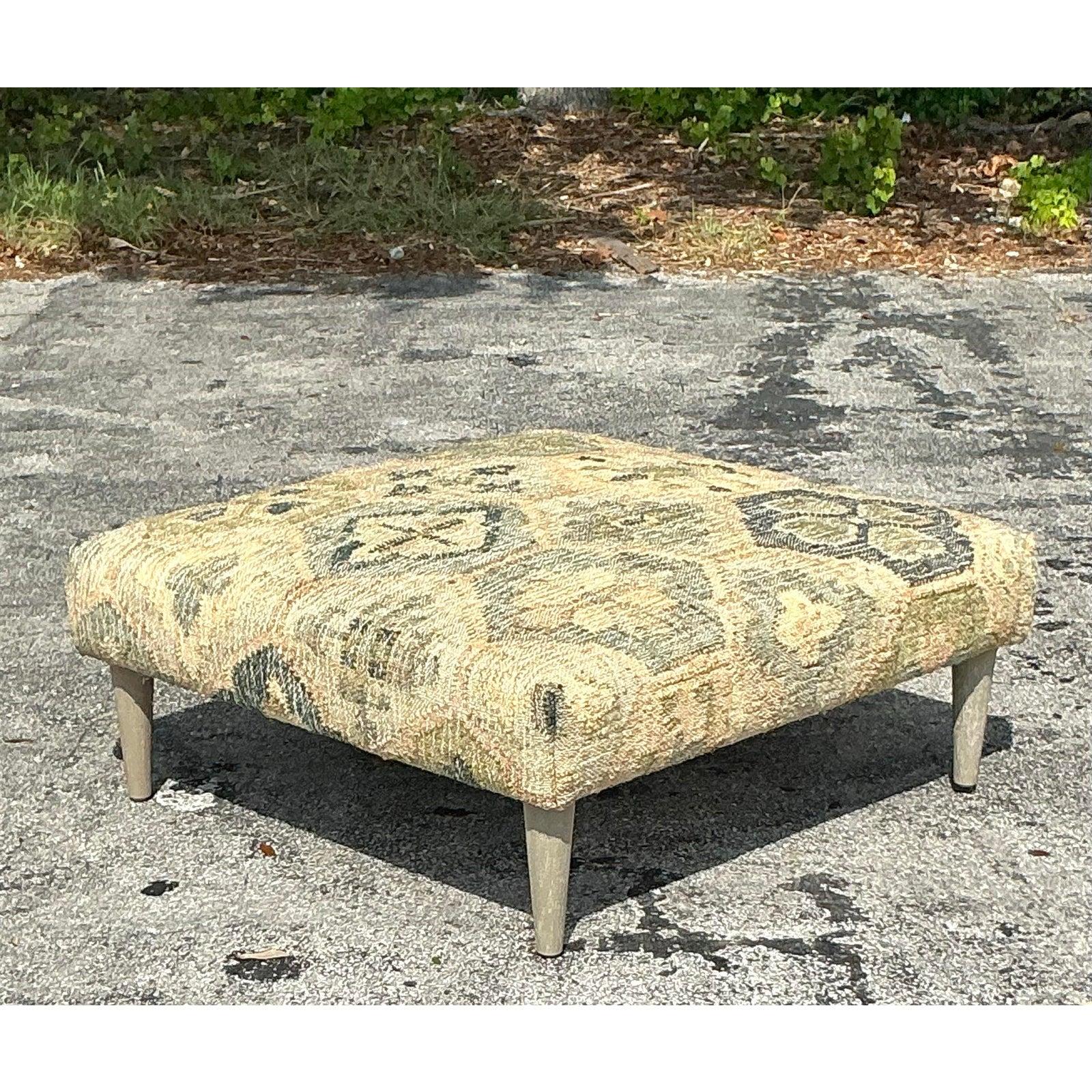 Ottoman vintage Boho tissé style Kilim Bon état - En vente à west palm beach, FL