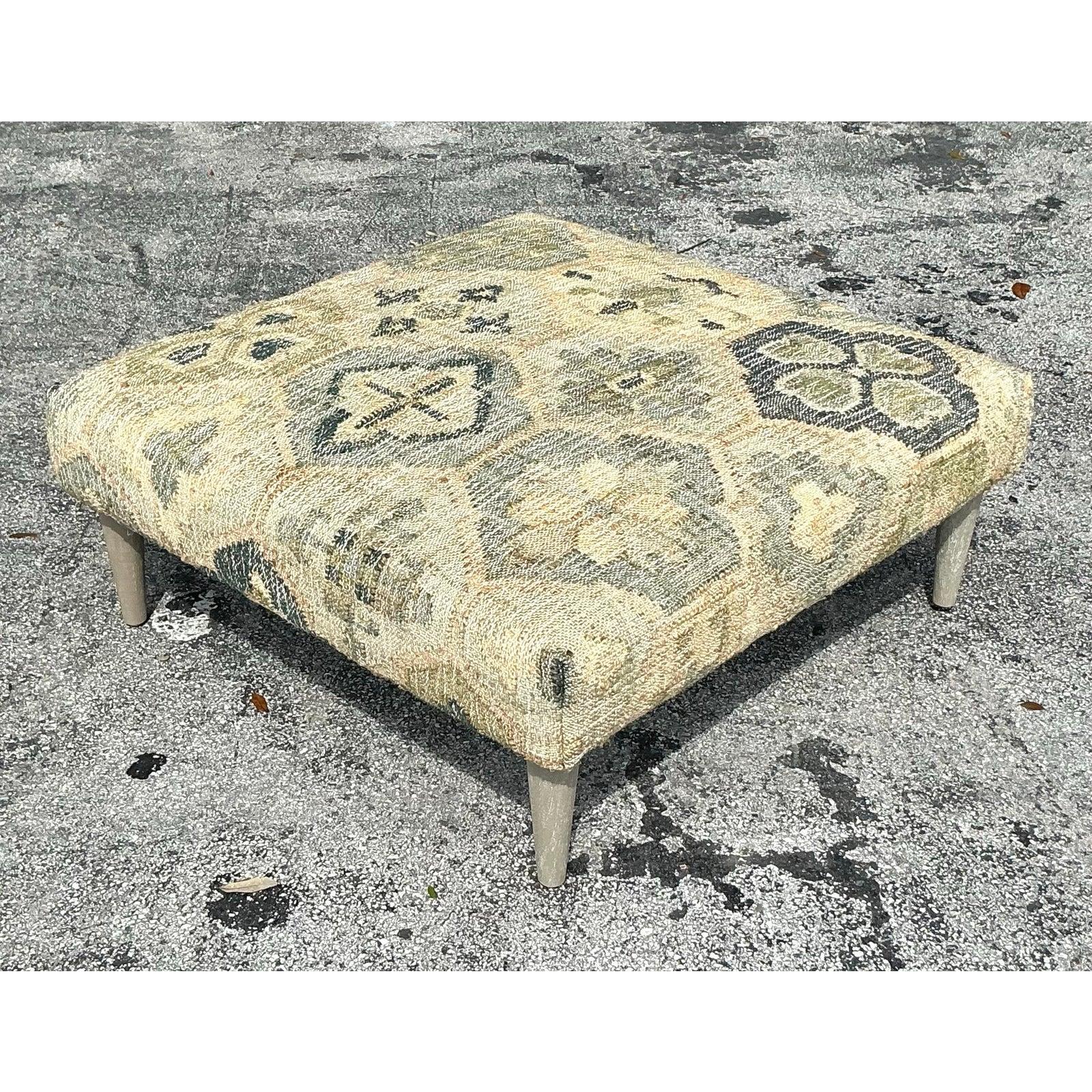 Ottoman vintage Boho tissé style Kilim en vente 3