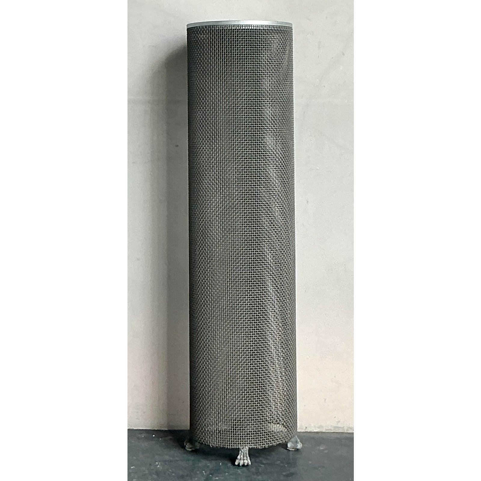 Vintage Boho Woven Metal Pedestal For Sale 2