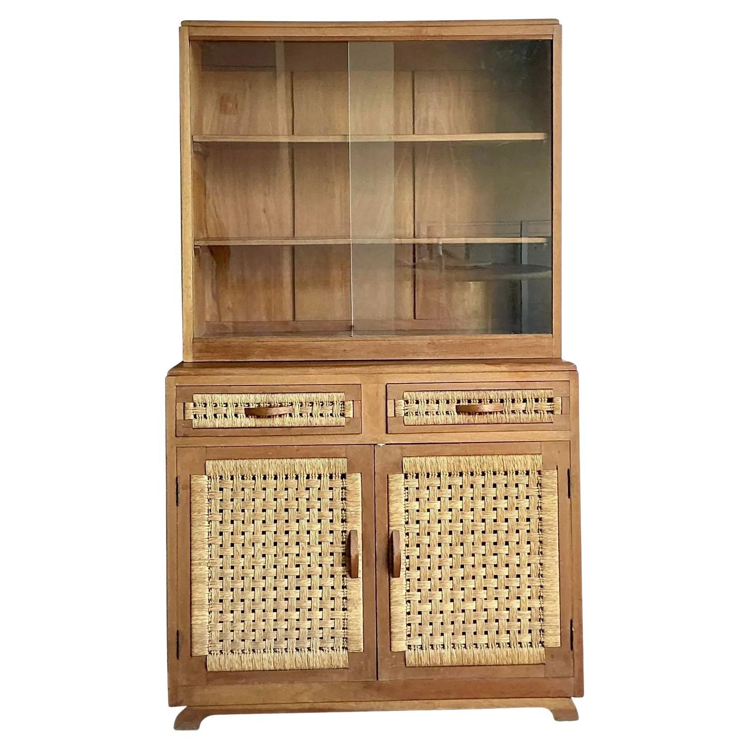 Mobile in rattan intrecciato vintage Boho