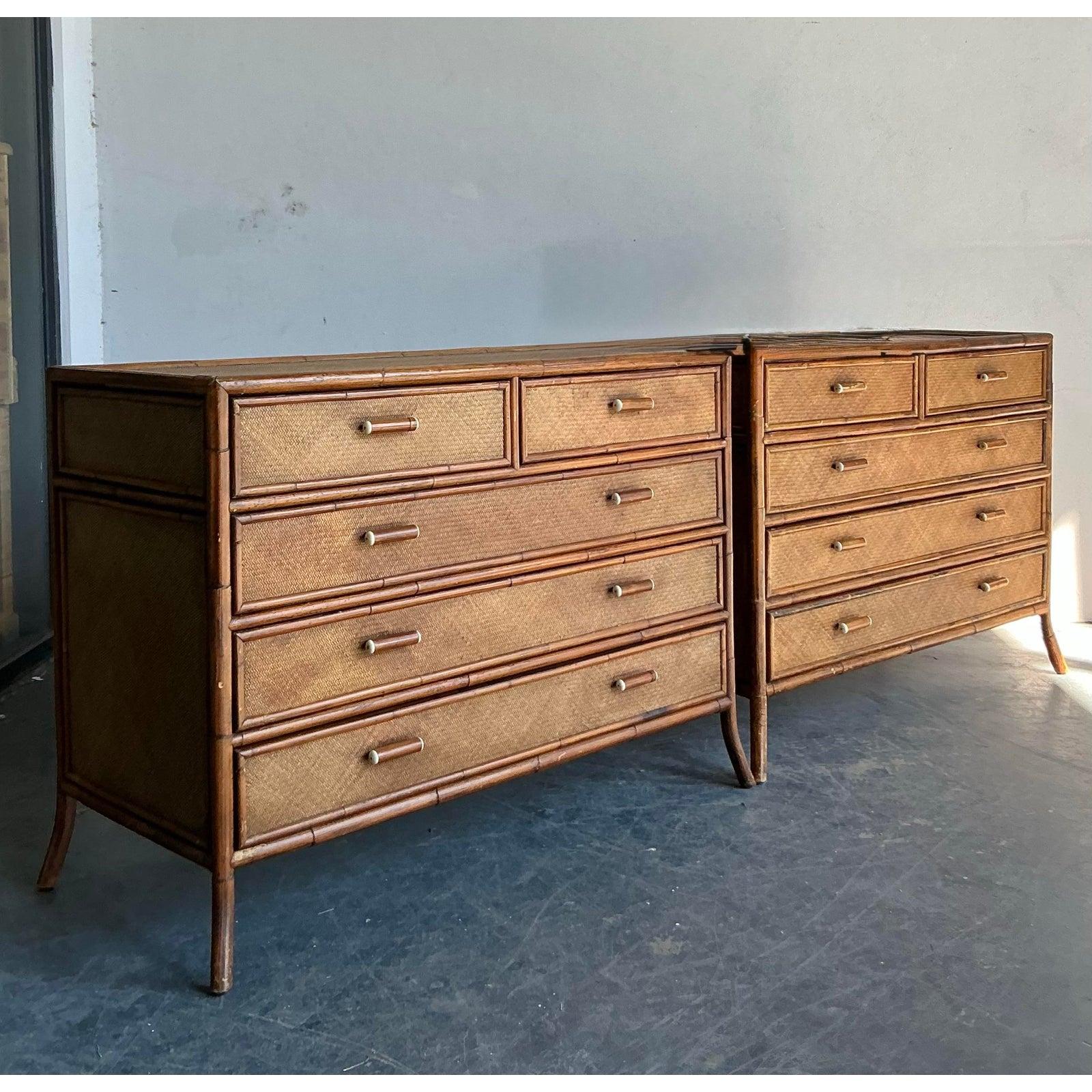 Filippino Cassettiera in rattan intrecciato Vintage By in vendita