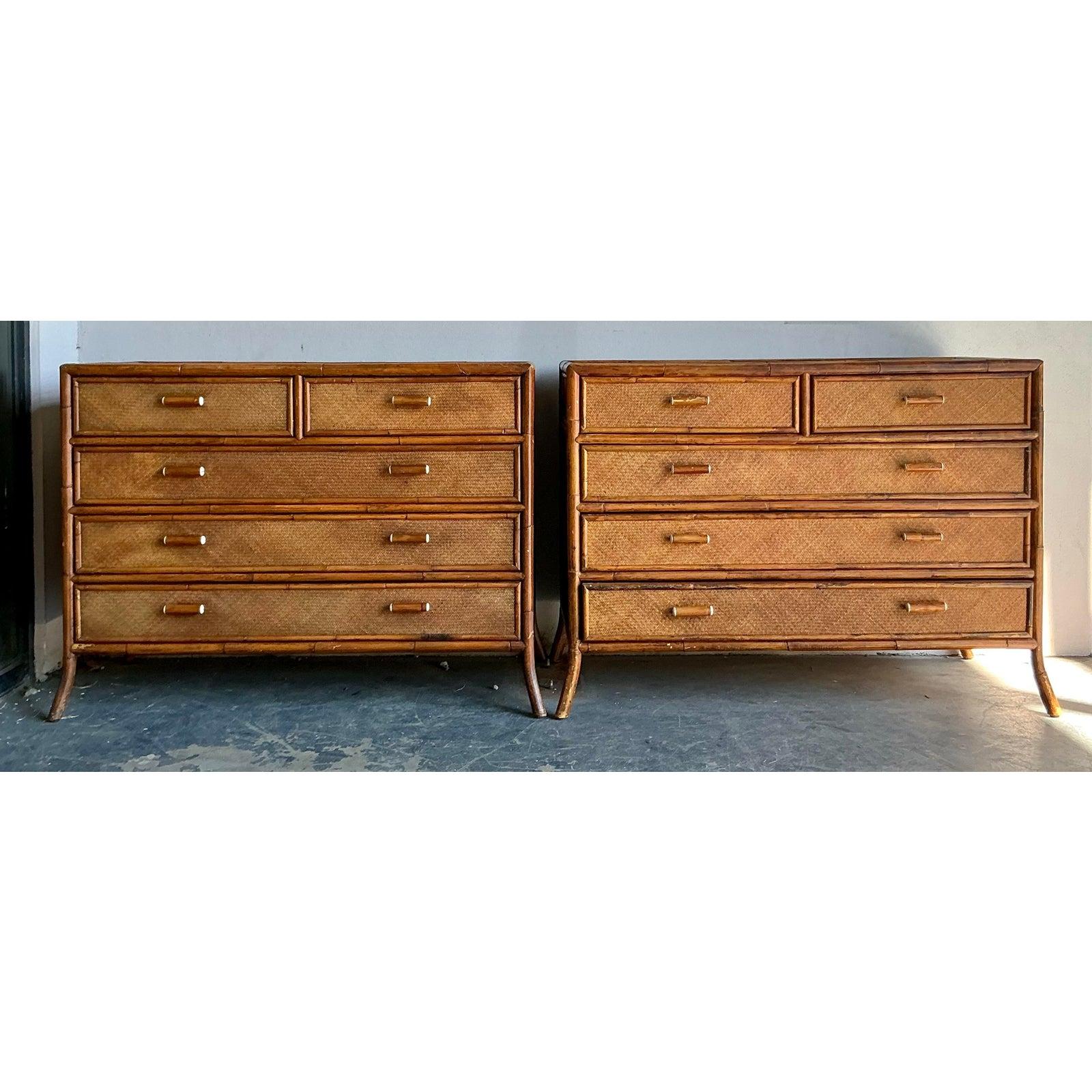 Cassettiera in rattan intrecciato Vintage By in vendita 1