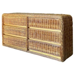 Vintage Boho Woven Rattan Dresser