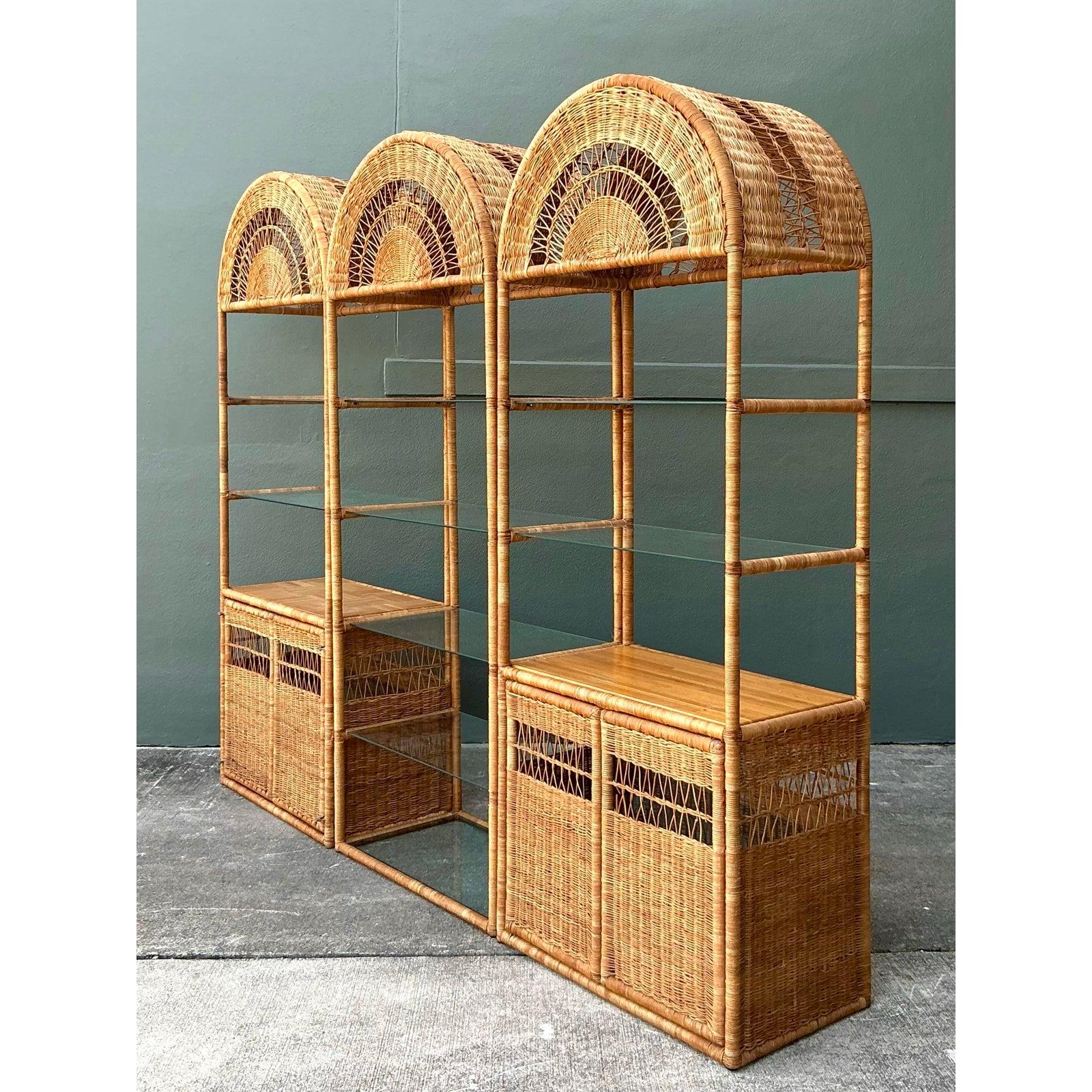 Estantería Vintage Boho de Ratán Tejido - Set de 3 Filipino en venta