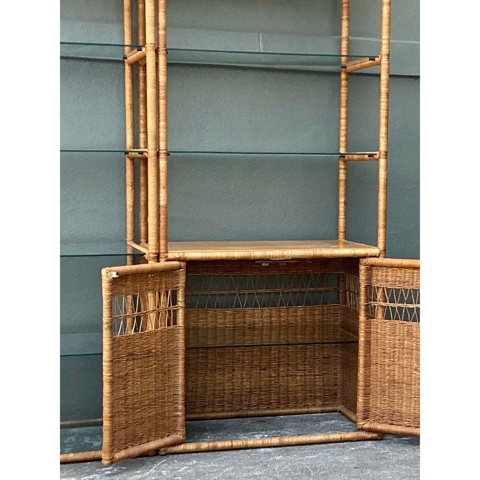 Estantería Vintage Boho de Ratán Tejido - Set de 3 en venta 3