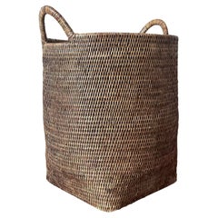 Vintage Boho Woven Rattan Floor Basket