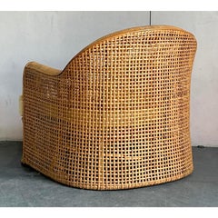 Vintage Boho Woven Rattan Lounge Chair