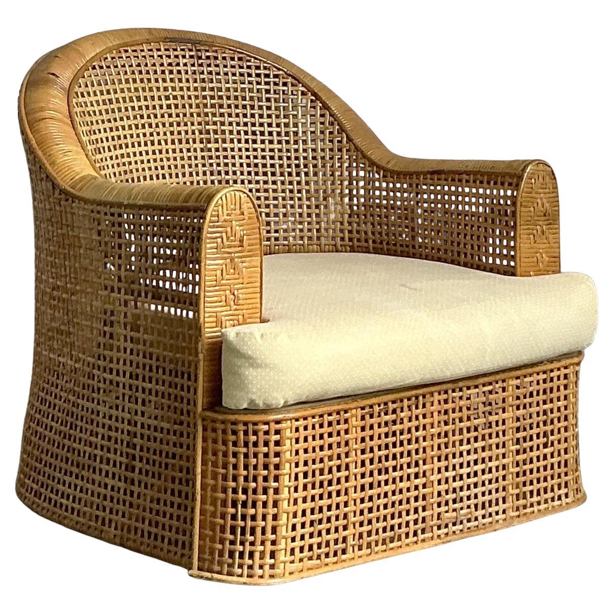 Vintage Boho gewebt Rattan Lounge Stuhl