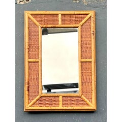 Vintage Boho Woven Rattan Mirror