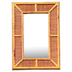 Vintage Boho Woven Rattan Mirror