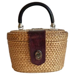 Vintage Boho Woven Rattan Nantucket Style Bag