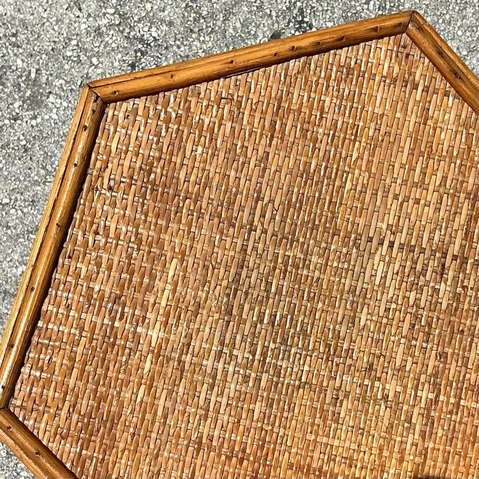 Philippine Vintage Boho Woven Rattan Pedestal For Sale