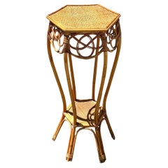 Vintage Boho Geflochtenes Rattan Pedestal