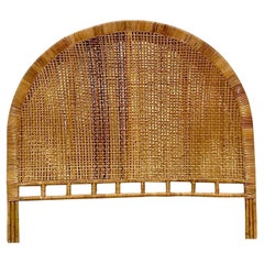 Vintage Boho Woven Rattan Queen Headboard