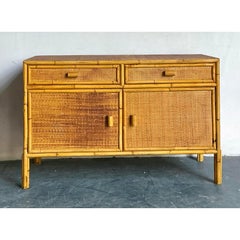 Vintage Boho Geflochtenes Rattan Sideboard