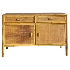 Vintage Boho Woven Rattan Sideboard