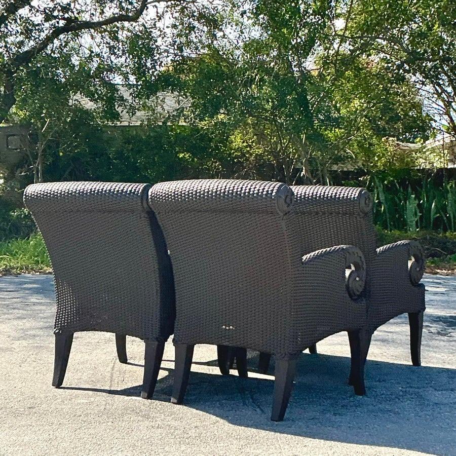 Americano Sedie da pranzo in rattan intrecciato vintage Boho - Set di 4 sedie in vendita
